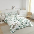thumbnail image 3 of Kawaii Animal Bedding Twin Size Cute Shark Comforter Set Twin, Cartoon Wildlife Duvet Insert Green Leaf Quilt Comforter, Plant Bedding Comforters & Sets Bedroom Decor, 3 of 6
