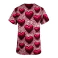 thumbnail image 4 of VKOYWKM Valentines Day Shirts for Women Scrub Tops Cute Heart Print V Neck Nurse Uniforms Short Sleeve Loose Fit Valentine Working Uniform with Pockets, 4 of 5