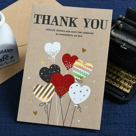 Thank You Card with Heart Balloons – Charming Gratitude Design – Envelope Included – Perfect for Friends, Family, and Special Occasions