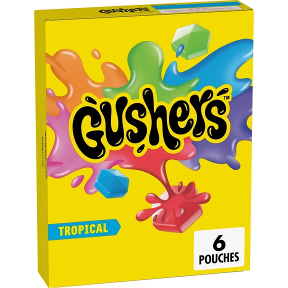 Gushers Fruit Flavored Snacks, Tropical Fruit Flavor, 6 Pouches, 4.8 oz
