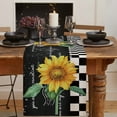 thumbnail image 2 of Table Runner Dresser Scarves 70 Inch Long, Farm Blooming Sunflower Floral Linen Dining Table Runners Vintage Black Buffalo Checkered Tabletop Scarf for Wedding Holiday Party Kitchen, 2 of 7
