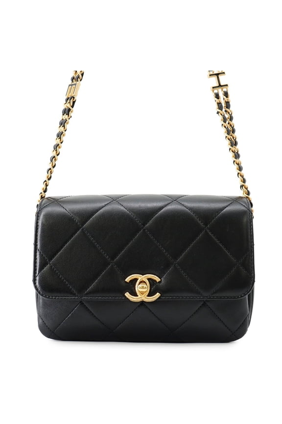 Pre-Owned Chanel Chain Shoulder Bag Matelass Mini Flap Coco Mark Lambskin AS4862 CHANEL...