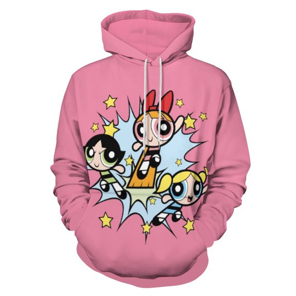 The Powerpuff Girls Unisex Sweatshirts Loose Pullover Sweater Hooded Hoodie 3D Printing Jacket Winter Fall Clothes S
