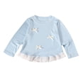 thumbnail image 4 of Emitonse Toddler Baby Girls T Shirts Girls' Cute Casual Bow Knotted Lace Edge Cardigan Top For Babies Long Sleeved Blue,Size 4-5 Years, 4 of 7