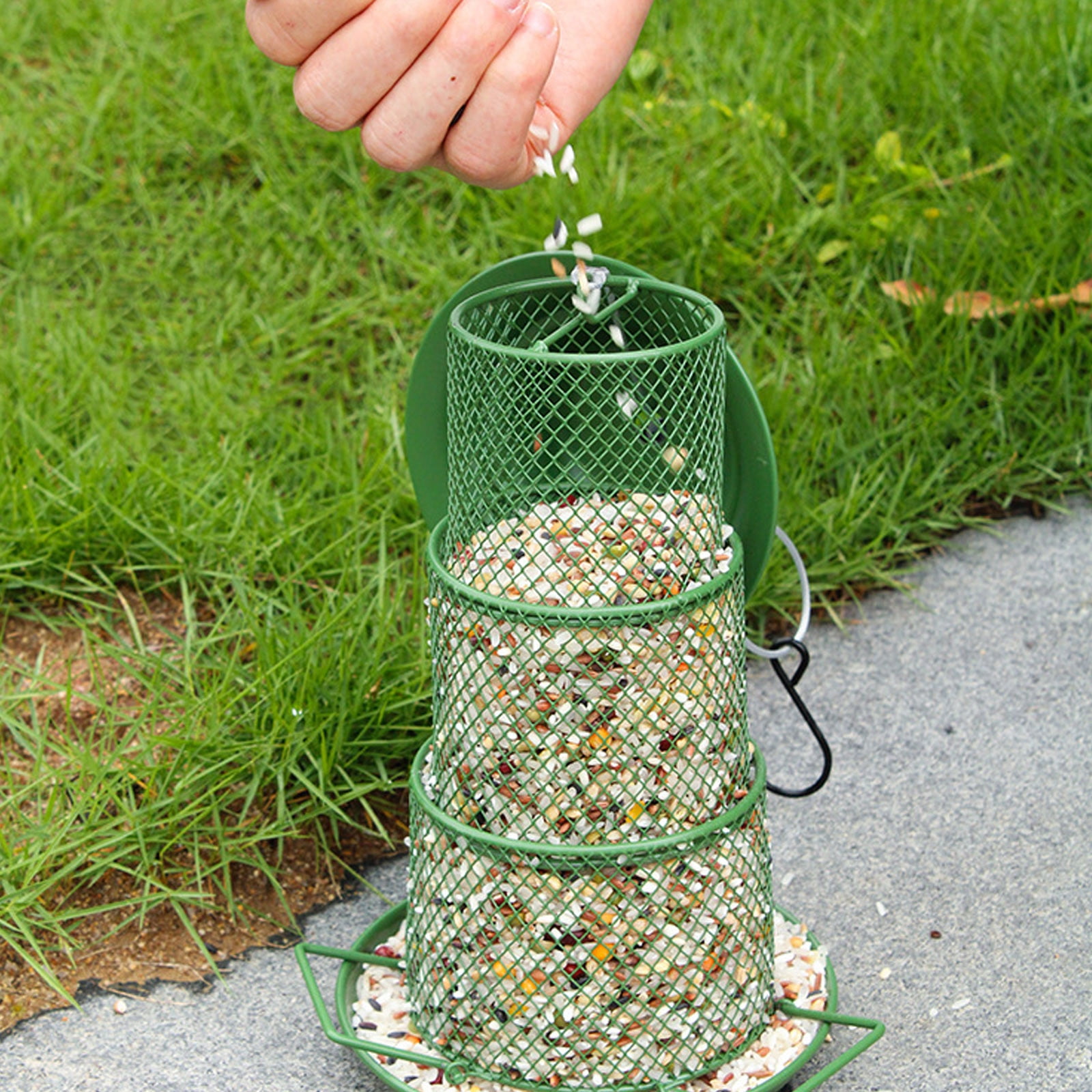 Djiypn Bird Feeders for Outdoors Squirrel Proof - Collapsible Plastic/Iron Hanging Feeder, Easy to Fill for Garden Yard Patio, Ideal for Bird Lovers & Outdoor Enthusiasts