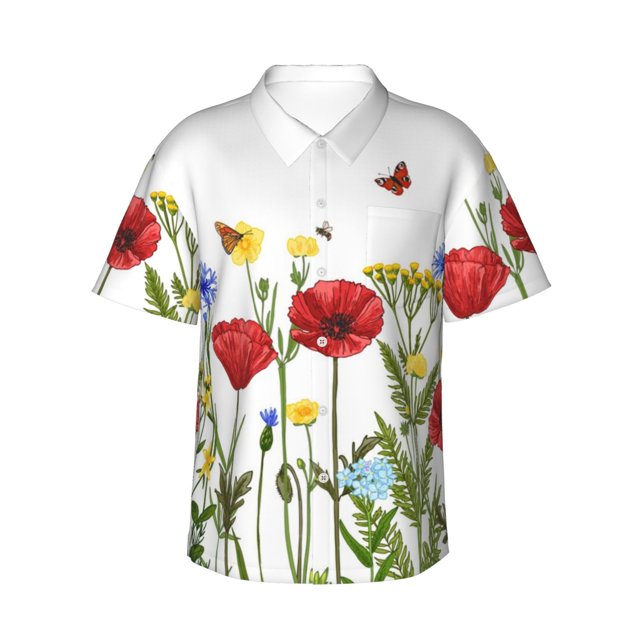 Balery Wild Herbs Camisas hawaianas de manga corta para hombre, camisas playeras de corte holgado, camisas de vacaciones con botones,X-Large