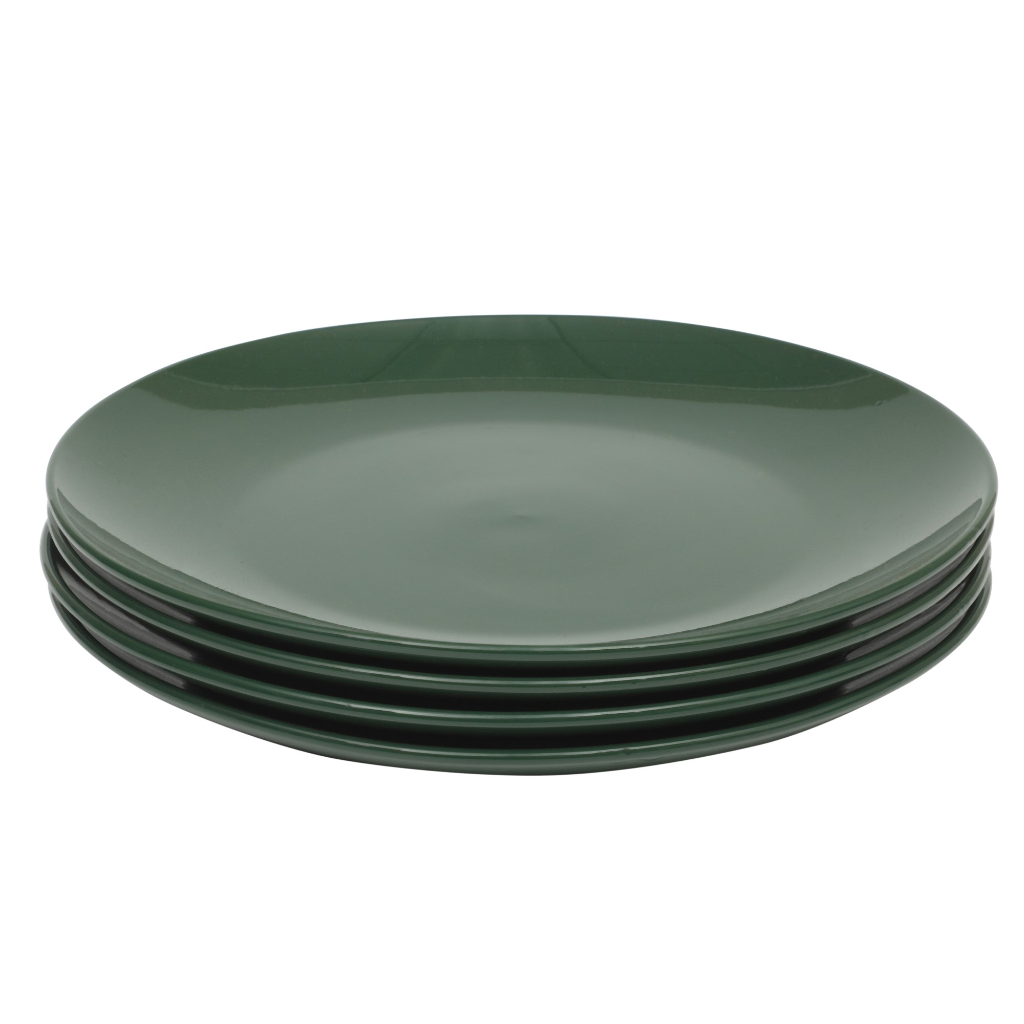 Gibson Home Simple Essential 12 Piece Plates and Bowls Porcelain Solid Color Dishes Ceramic Dinnerware Set - Hunter Green