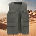 thumbnail image 2 of Men Lightweight Outdoor Sport Vest Men's Casual Fashion Multi-Pockets Solid Color Sleeveless V-Neck Top Waistcoat Outerwear Army Green 205, 2 of 10