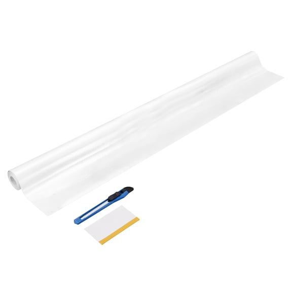 1 Set 6D Carbon Fiber Vinyl Wrap 19.69" x 5ft Self-Adhesive Car Sticker Waterproof Wrap Roll for DIY Decor Automotive Exterior Interior Protection with Scraper Tool, White