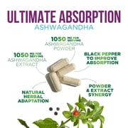 Organic Ashwagandha Extra Strength 1950 mg - Ashwagandha Supplements for Women & Men, Antioxidant Support, Natures Vegan Ashwagandha Powder Organic, Non-GMO & Gluten Free - 120 Capsules
