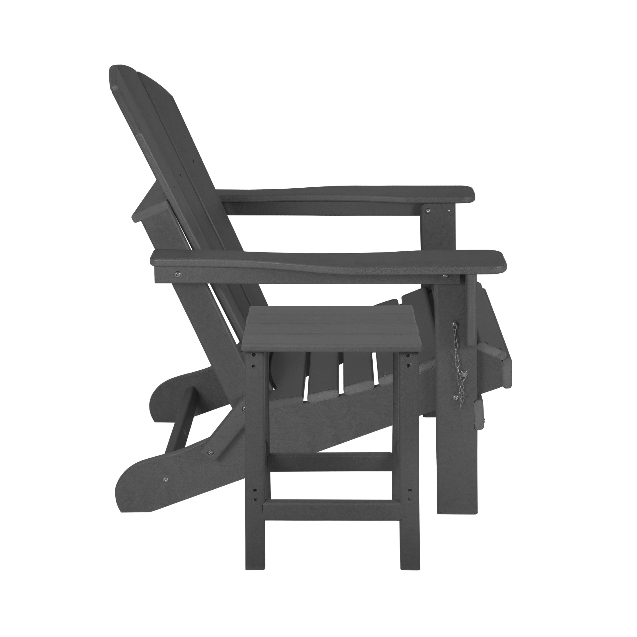 Adirondack Chair with Square Side Table Included for Outdoor Patio Garden Porch Seating, Gray