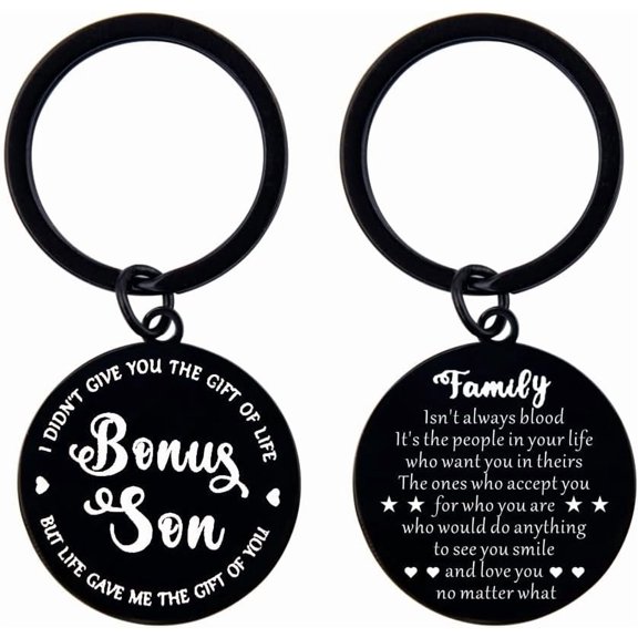 Bonus Son Keychain for Men Sons Birthday Gifts from Mom and Dad Best Son Ever Gifts Key Chain for Son In Law Wedding Day Gift Ideas Stepson Gifts from Stepmom Stepdad Sentimental Gift Ideas