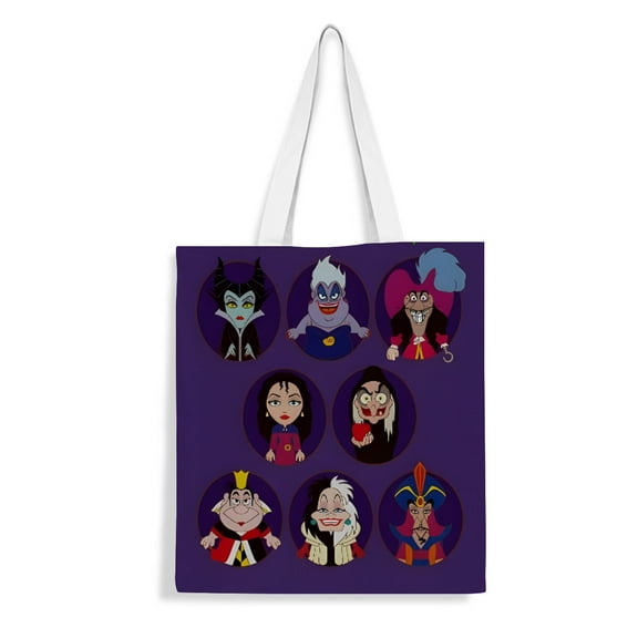 Villains canvas Tote Bag handbag: Women’s reusable tote with a chic design, perfect for groceries and shopping, featuring an inner zipper, size 13.8 x 15.8 inches (35x40cm).