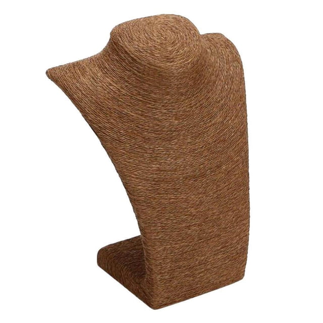 Jewelry High-end Texture Necklace Delicate Crafted Multi-functional Rope Details Mannequin Linen Holder Display Mannequin Shelf Grey Brown S