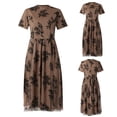 thumbnail image 2 of Moda mujer elegante sexy casual cuello redondo manga corta delgado brillante color sólido medio vestido largo Pompotops ghjkhdj10107, 2 of 8