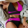 thumbnail image 2 of Staron Women's Sling Hollow Bikini Swimsuit Two Piece Set with Removable Padded Bra High Cut Bathing Suit for Beach Pool Vacation, Hot Pink L, 2 of 7