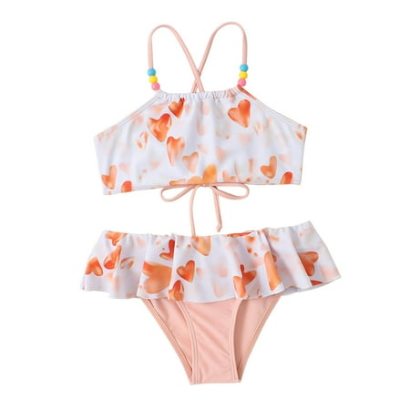 

Pimfylm Girls Swimwear Baby Girl Bathing Suit Toddler Girls Swimsuit Bikini Swimming Suit Comfort Pink 5-6 Years