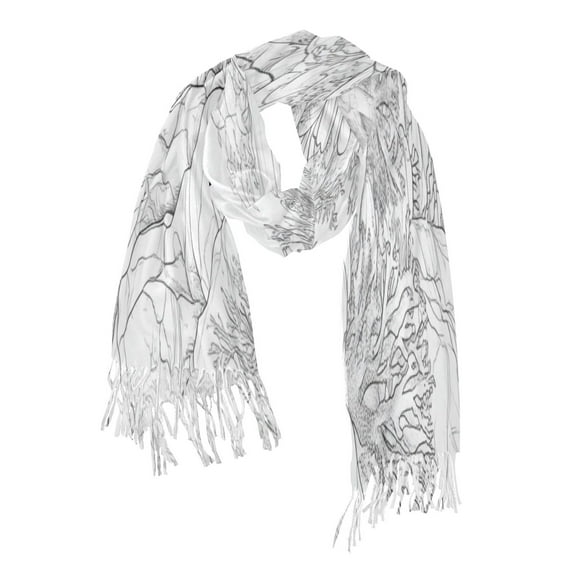Line Art Seabed Soft Stylish Scarf 86.6''x30.7'' Lightweight and Warm, Breathable