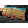 thumbnail image 2 of Ambesonne Beach Throw Pillow Cover 4 Pack, Seashell on Shore Cartoon, 18", Sand Brown Orange Teal, 2 of 6