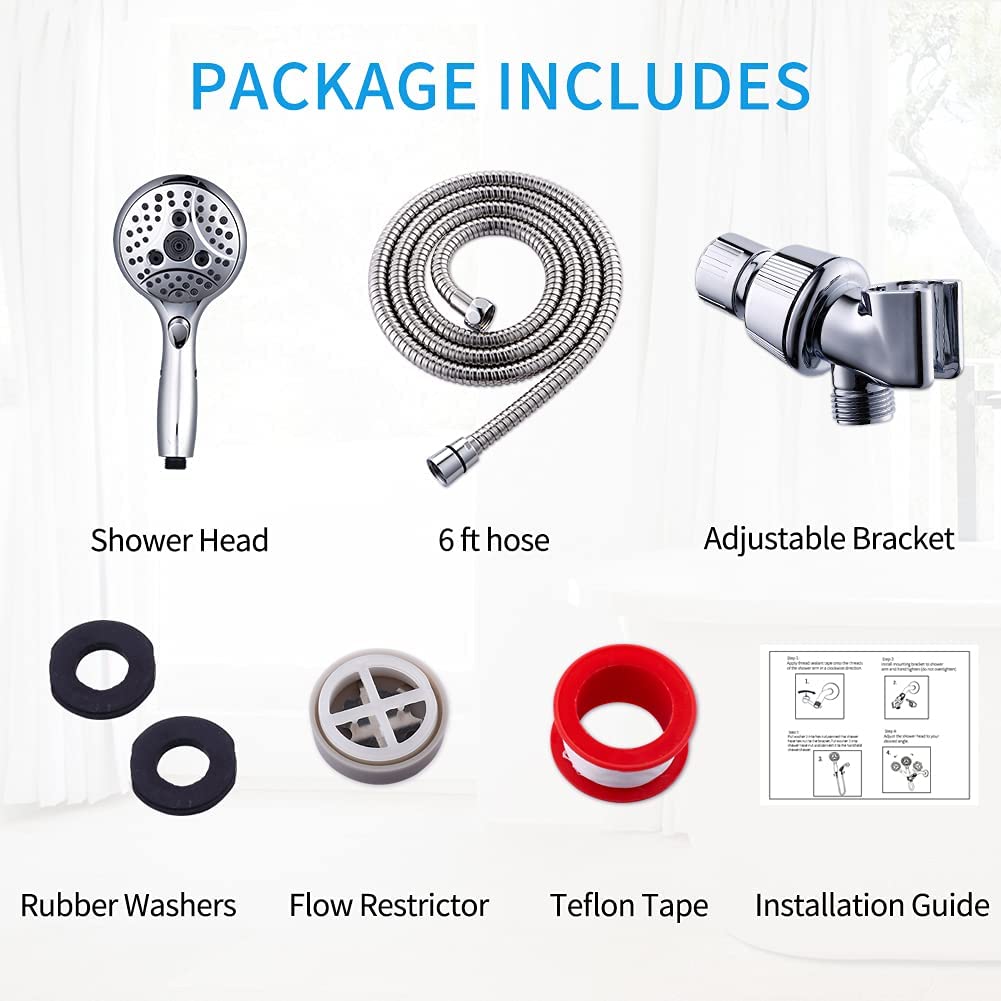 VXV Handheld Shower Head with 6 Spray Settings and Hose photo 7