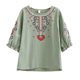 thumbnail image 2 of Fiudx Tops para Mujer Camiseta Holgada Informal de Color para Primavera y Verano para Mujer, Tops Bordados de Manga Corta con Cuello Redondo, Blusa de Algodón y Lino, 2 of 5