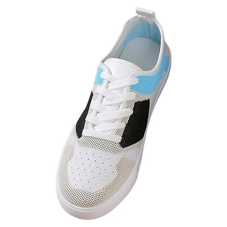 

SZXZYGS Steel Toe Shoes for Women Size 7 2023 New foreign Trade Flying Weaving Large Casual Color Matching Lace Up Flat Bottom Breathable Athletics Shoes Easter Summer 2024