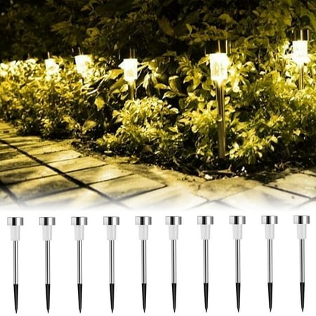 

10Pcs Solar Path Lights Outdoor Solar Garden Lights Solar Lawn Lamp Color Changing/Warm/White LED Solar Lights IP65 Waterproof Solar Landscape Lights for Patio Walkway Driveway