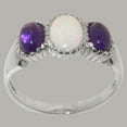 thumbnail image 3 of LBG British Made Sterling Solid Silver ring with Natural Opal & Amethyst Womens Engagement Ring - 33 size options - Size 11, 3 of 7