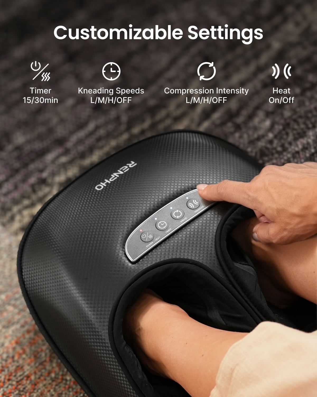 RENPHO Foot Massager with Heat, Deep Kneading Shiatsu Foot Massage for Plantar Fasciitis Neuropathy with 3 Air Compression, Valentines Gifts for Women