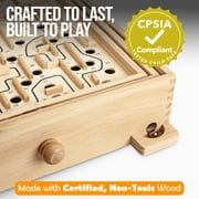 Sterling Games Large Wooden Labyrinth 13.5 x 13 Tilt Maze Game with 60 Waypoints for 6 Years and Up