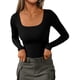 thumbnail image 1 of Remera PRETTYGARDEN de manga larga acanalada con escote redondo negra M, 1 of 4