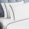 thumbnail image 4 of Superior Fieldstone Embroidered Cotton Bed Sheet Set, Queen, White/Black, 4 of 11