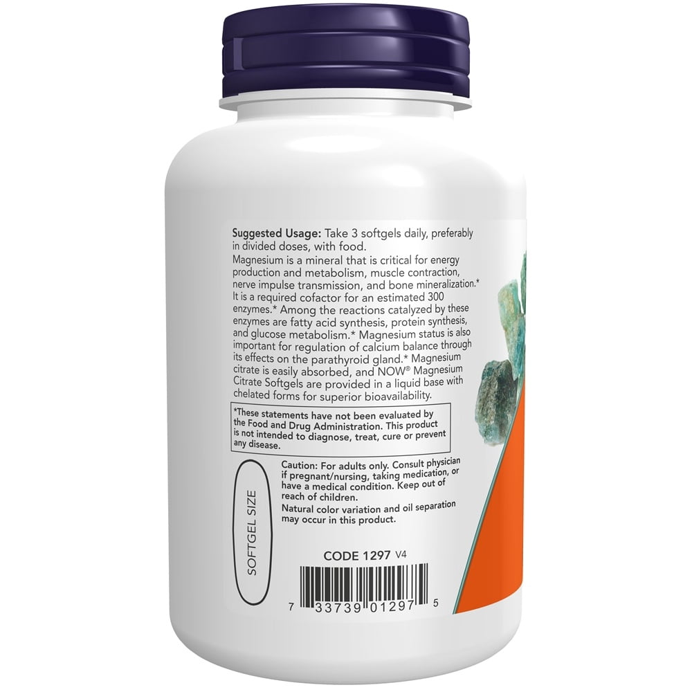 NOW Foods MagnesIUm Citrate 134Mg 90 Softgels - Walmart.com