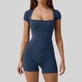 thumbnail image 2 of NMMUED Rompers for Women Workout Seamless Romper Yoga One Piece Tank Tops Jumpsuits Short Sleeve Tummy Control Rompers Navy L, 2 of 8