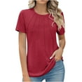 thumbnail image 2 of Busydd Womens Summer Tops Casual Round Neck Short Sleeve T-Shirt Tops Solid Loose Fit Basic Blouse Tops, 2 of 6