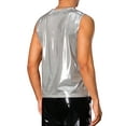 thumbnail image 3 of INSPIRE CHIC Metallic Tank Tops for Men's Holographic Sleeveless T-Shirt Disco Party Shiny Vest M Silver, 3 of 5