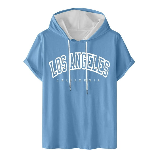 Pantalones Cortos Casuales para Hombre Impresión Digital Pullover Camiseta con Capucha Deportiva de Fitness, Blusa de Cuello Redondo de Poliéster para Al Aire Libre, Diaria Y Toda la Temporada