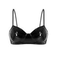 thumbnail image 2 of Aislor Women's Faux Leather Bra Top Unlined Wire Free Bra Crop Tops Clubwear Black XL, 2 of 7