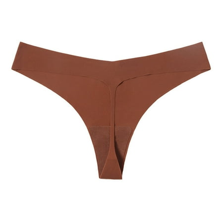 Skpblutn Womens Underwear Comfortable Hot Girls Low Waist Panty Seamless Thongs Solid Nylon Ice Silk Bikini Brief Panties E