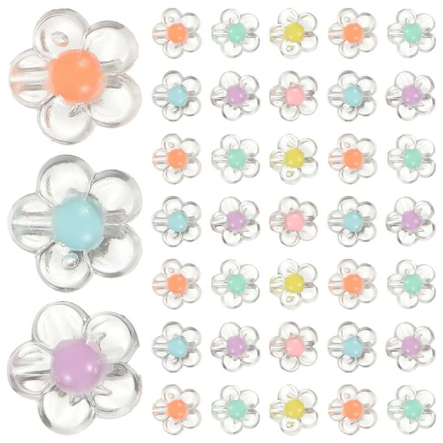 FRCOLOR flower beads Acrylic Flower Beads for Jewelry Making and Decor Assorted Color 200Pcs,0.47"X0.47"X0.2"