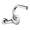 thumbnail image 1 of Wall-Mounted Kitchen Sink Mixer Tap, Single Lever Kitchen Tap, Chrome, Silver, 1 of 5