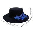 thumbnail image 5 of Slccxzc Elegant Fedora Hat with Floral Embellishment Retro Wide Brim Hat Panama Floppy Cap for Wedding Race Banquet Tea Parties, 5 of 7