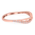 thumbnail image 2 of Rose Tone, Simulated Cubic Zirconia Size-9 Fashion Crisscross Half Eternity Ring Band 925 Sterling Silver, 2 of 7
