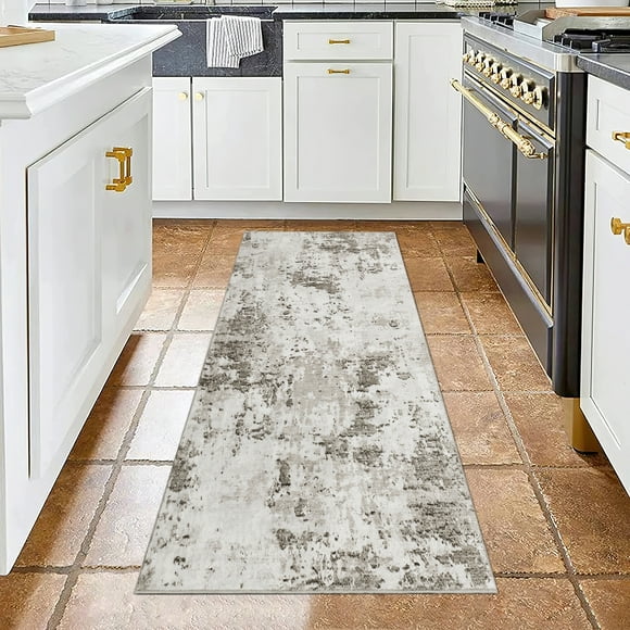 Hasoo 2' x 6' Modern Runner Rug for Hallway Bedroom Abstract Pattern Washable Soft Indoor Carpet, Brown