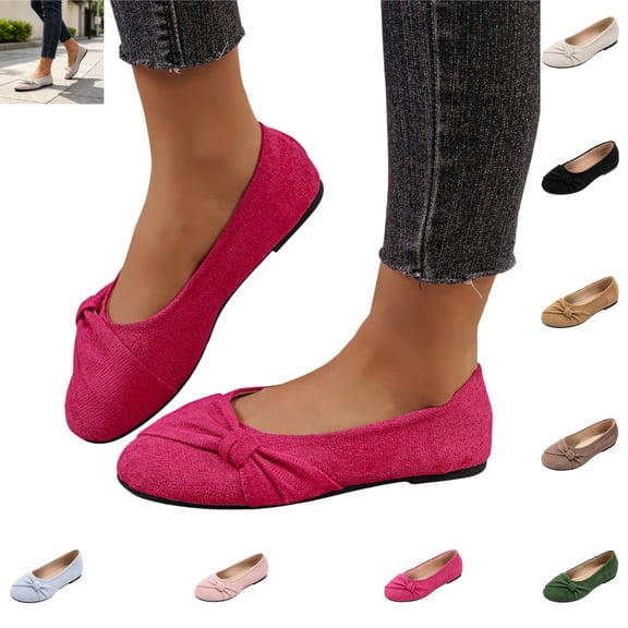 YOUYEDIAN Loafers for Women Versatile Round Toe Bowtie Deco Fashion Low Heel Flats Casual Comfy Dress Shoes