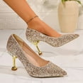 thumbnail image 5 of Miluxas Heel Pumps for Women Pointed Toe Wedding Dress Shoes High Heels Slip on Prom Shoes Gold 5.5(36), 5 of 9
