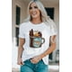 thumbnail image 1 of ABPHQTO Camiseta blanca de manga corta con estampado gráfico Happy Camper para mujer, 1 of 5