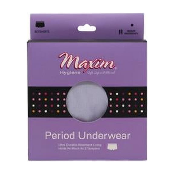 Maxim 1-042322-1 Boyshorts Period Underwear, Lilac - Medium & Small