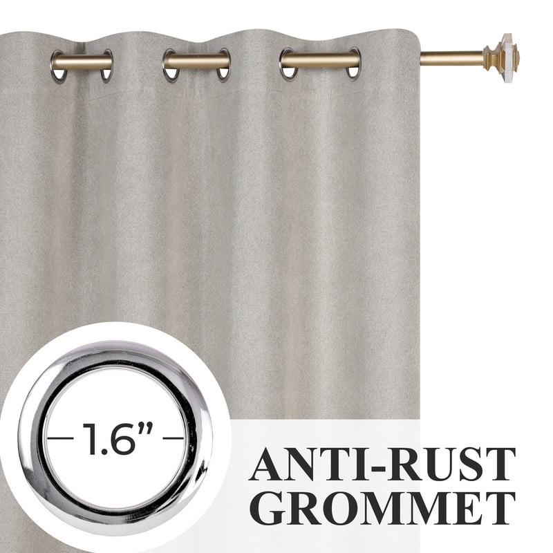 Superior Neal 100% Blackout Curtains Set of 2, Grommet Curtain Pannel Pair, Flax Beigne, 52"W x 96"L