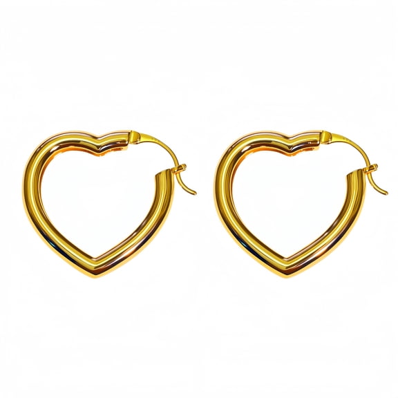14K Gold Plated Heart Hoop Earrings for Women, Lightweight and Hypoallergenic Earrings
